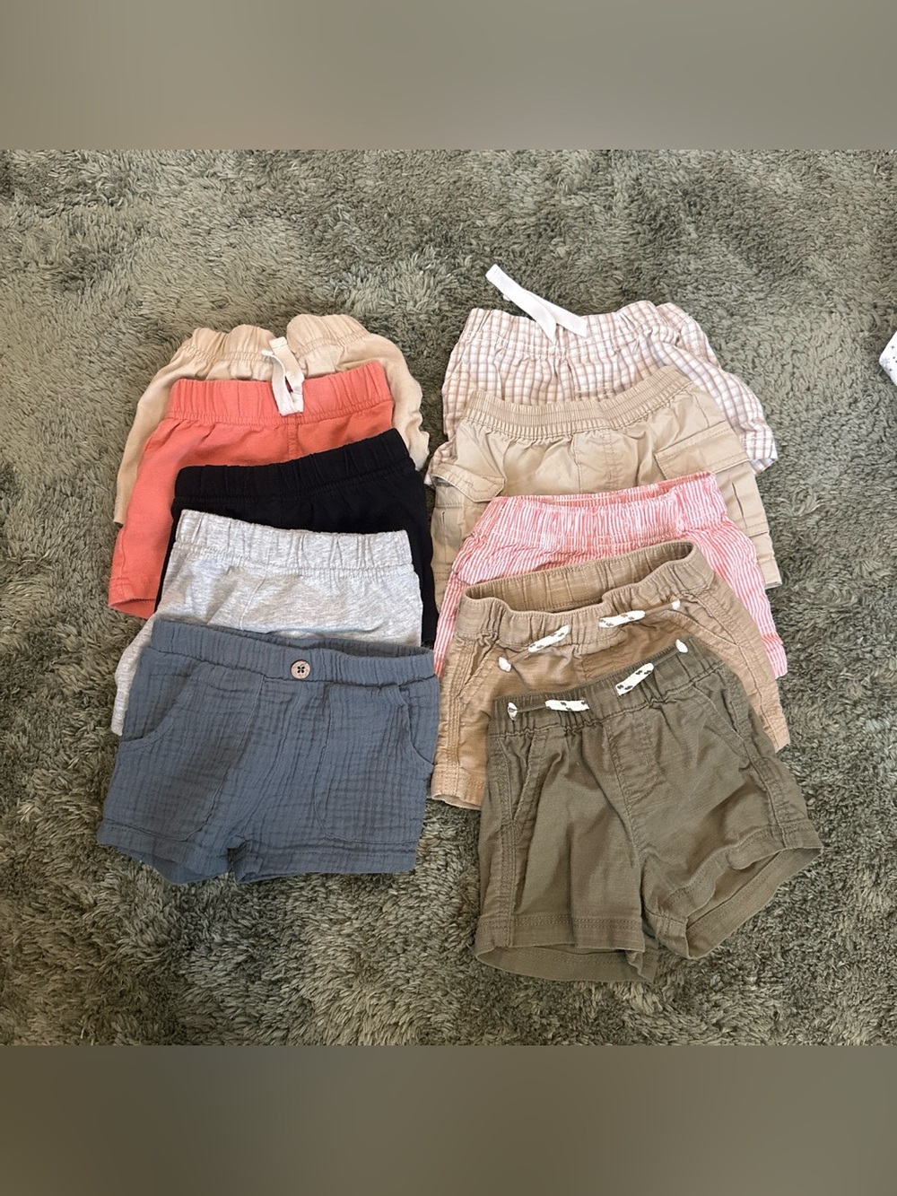 10 Kids Neutral & Coral Shorts Pack - Assorted Colors Bundle/Lot